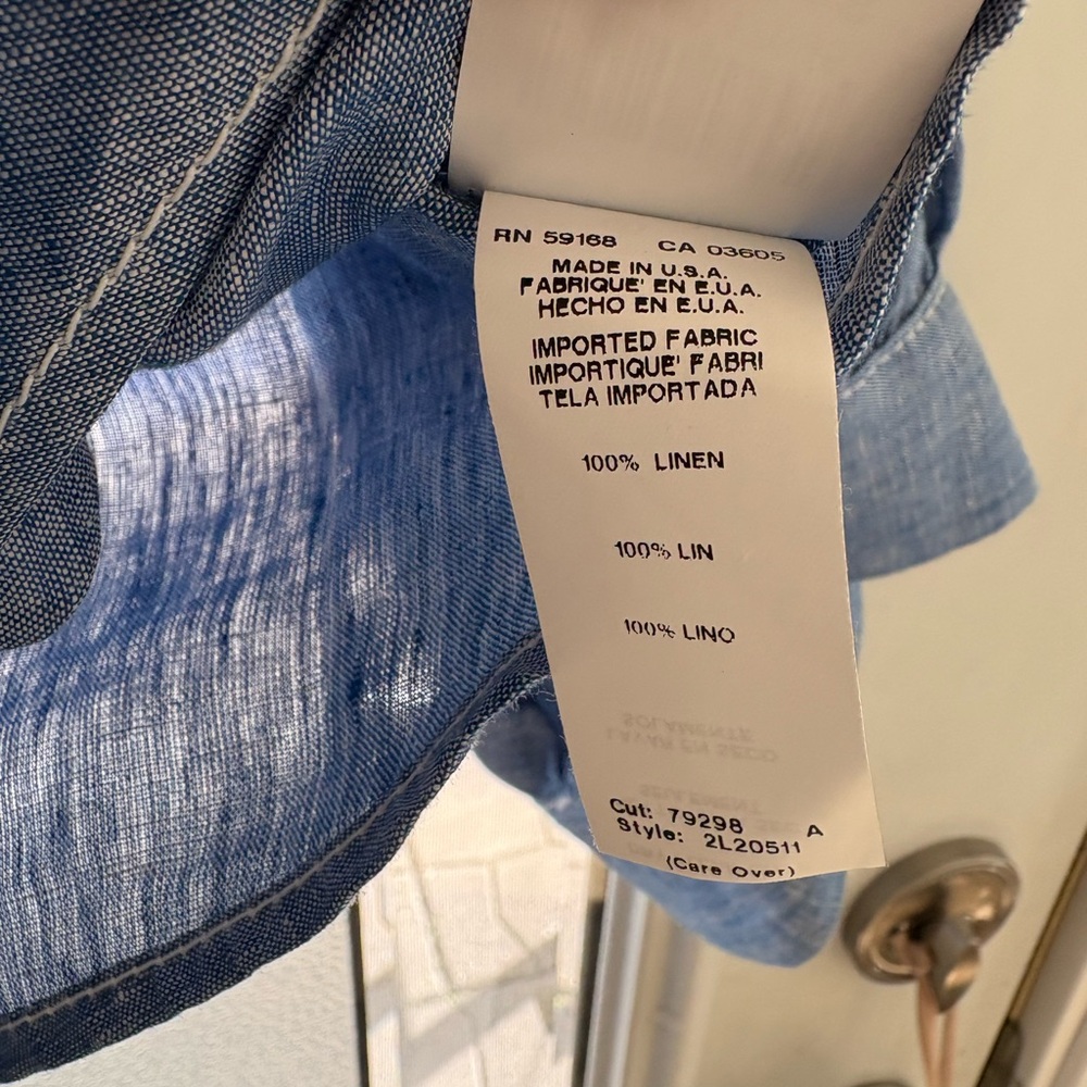 Karen Kane Light Blue Linen Blouse - Picture 5 of 5